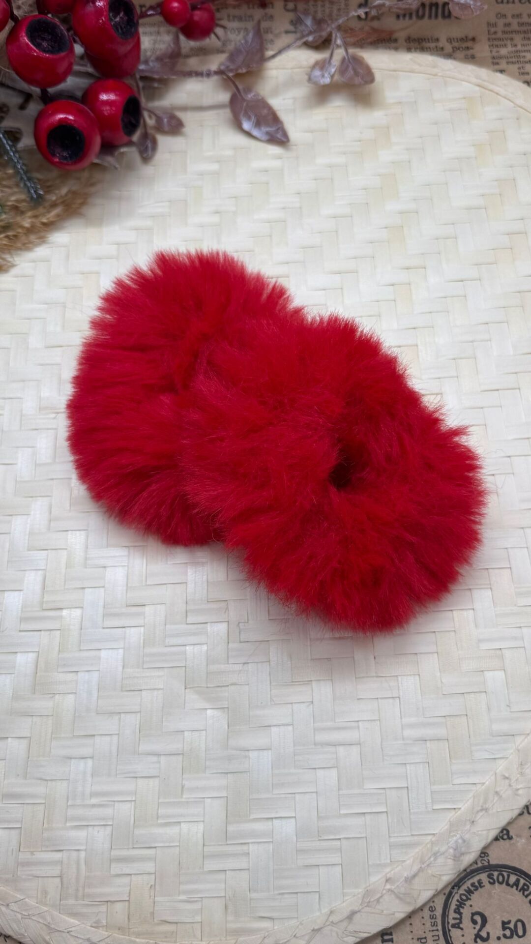 Kırmızı Peluş Saç Lastiği 2'li